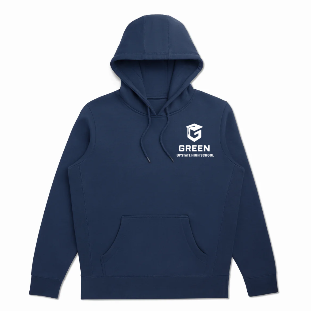 Adult Navy Left Chest "GREEN Upstate High School" Sweatshirt - Clearance Designs - SOLD IN PERSON ONLY @ GUHS CAMPUS