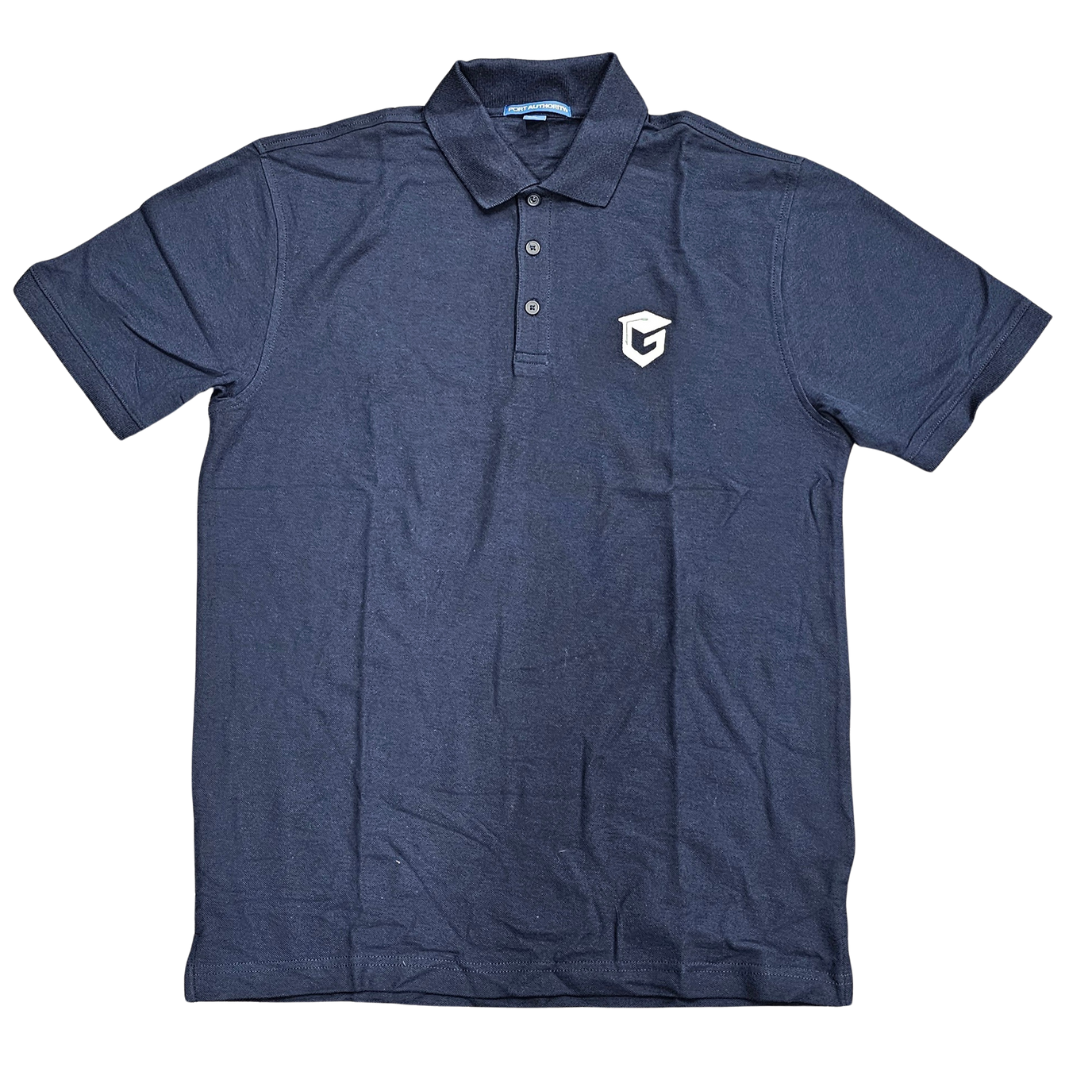 Youth Interlock Polo Navy Left Chest "G" - Clearance Design - SOLD IN PERSON ONLY @ GREENVILLE MIDDLE CAMPUS