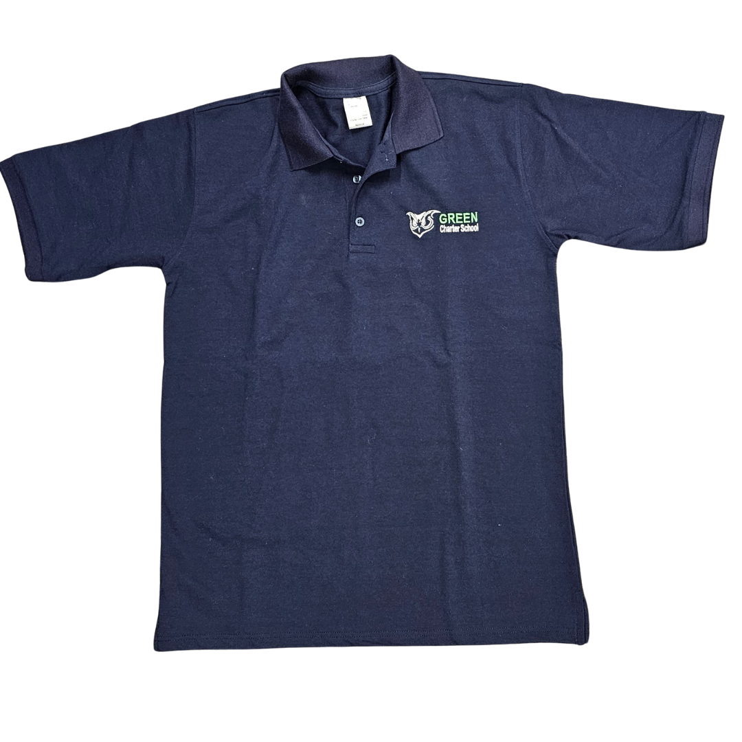 Adult Interlock Polo Navy Owl Logo - Clearance Design - SOLD IN PERSON ONLY @ GREENVILLE MIDDLE CAMPUS