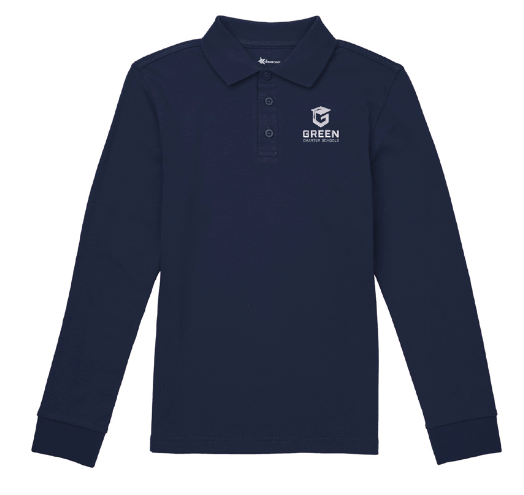 Navy Youth Long Sleeve Interlock Polo