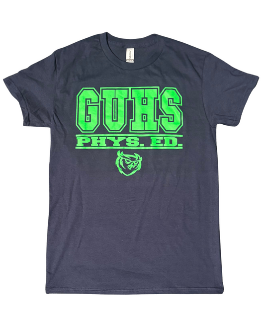 Adult Navy GUHS Phys Ed. T-shirt - Clearance Design - SOLD IN PERSON ONLY @ GUHS CAMPUS